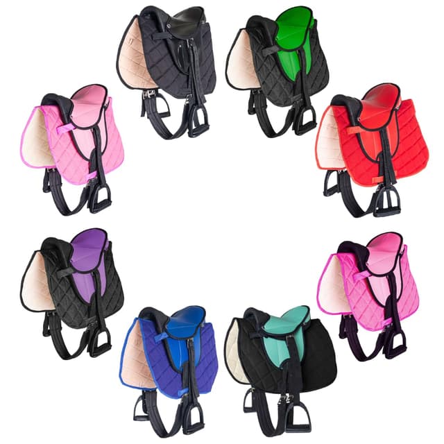 🐴🌟 PFIFF 103106 Sattelset für Shettys oder Holzpferde, Komplettset, Kindersattel, Schwarz 🌟🐴