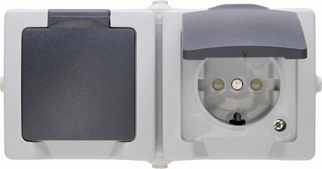 Kopp NAUTIC 2-fach Schutzkontakt-Steckdose mit Klappdeckel in Grau 🛠️