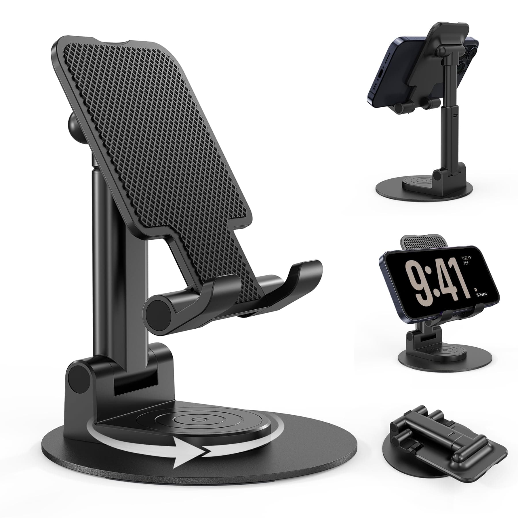 📱 BHHB Verstellbarer Handyhalterung Tisch Handy Ständer - Faltbarer Handyhalterung Schwarz 6CM