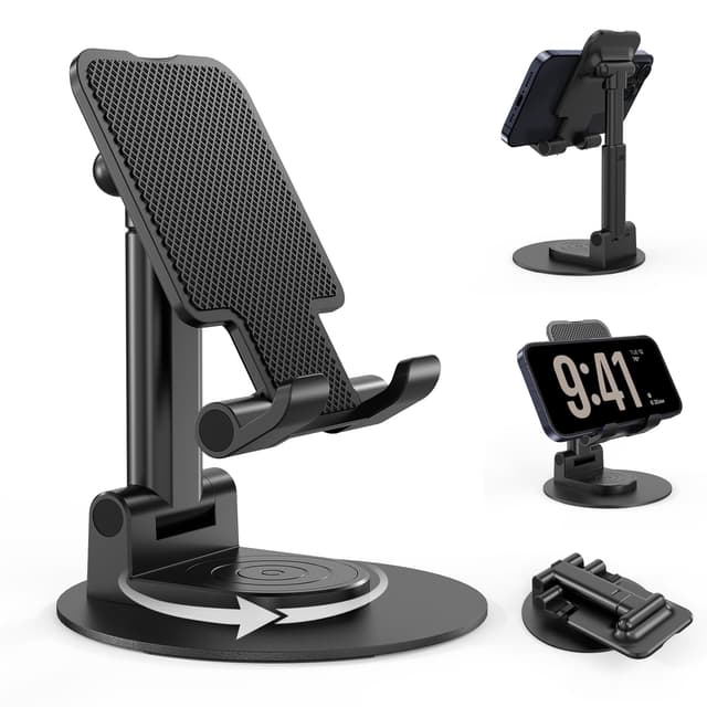 📱 BHHB Verstellbarer Handyhalterung Tisch Handy Ständer - Faltbarer Handyhalterung Schwarz 6CM