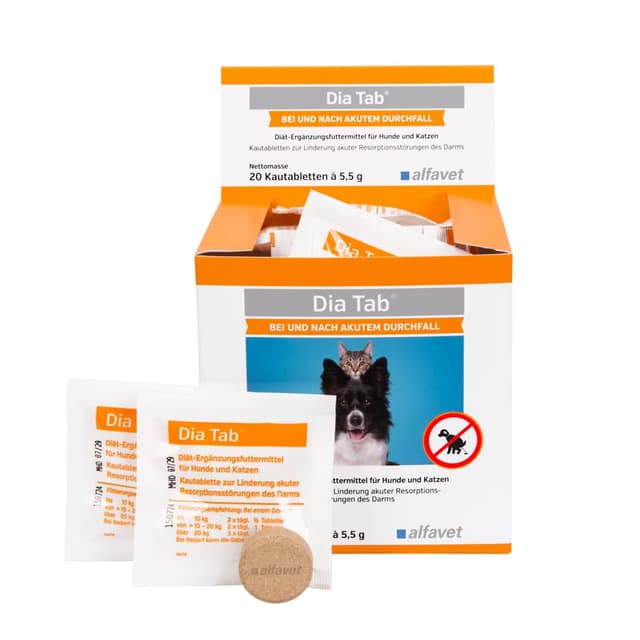 🐶🐱 Spezialangebot: alfavet Dia Tab, 20 x 5,5g - Diät-Ergänzungsfuttermittel