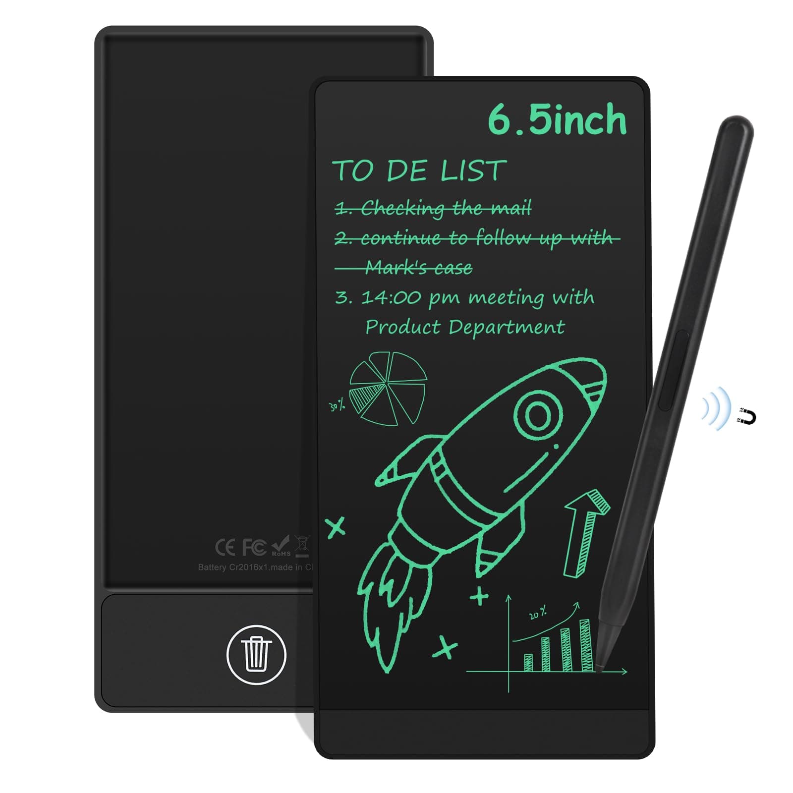 LCD-Schreibtafeln für Erwachsene, Czemo 6.5 Zoll Tragbar Vollbild LCD Schreibtafel 📝📊🥰💼🎀