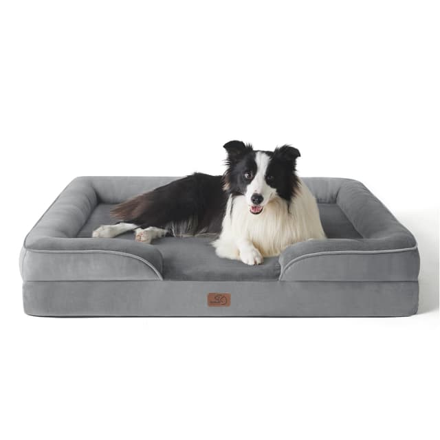 🐾 Orthopädisches Hundebett für mittlere Hunde 🐶 - Grau L 89 x B 63 x H 17 cm
