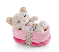 🐱 NICI Kuscheltier Katze im Körbchen 12 cm – Sleeping Pets Plüschtier Katze mit Leopardenmuster 🐾 Angebot bei HelloDeals