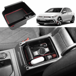 🚗 Coleya Mittelkonsole Aufbewahrungsbox für VW Golf 8 8.5 GTI GTD GTE 2020-2025 (Rot) - Armlehnen Zubehör Angebot bei HelloDeals