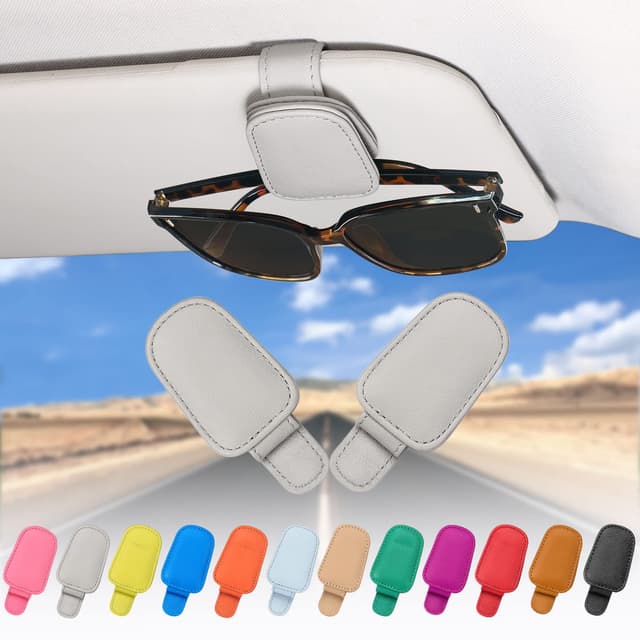 🕶️ Quipuda 2er Pack Brillenhalter für Auto Sonnenblende aus Echtleder