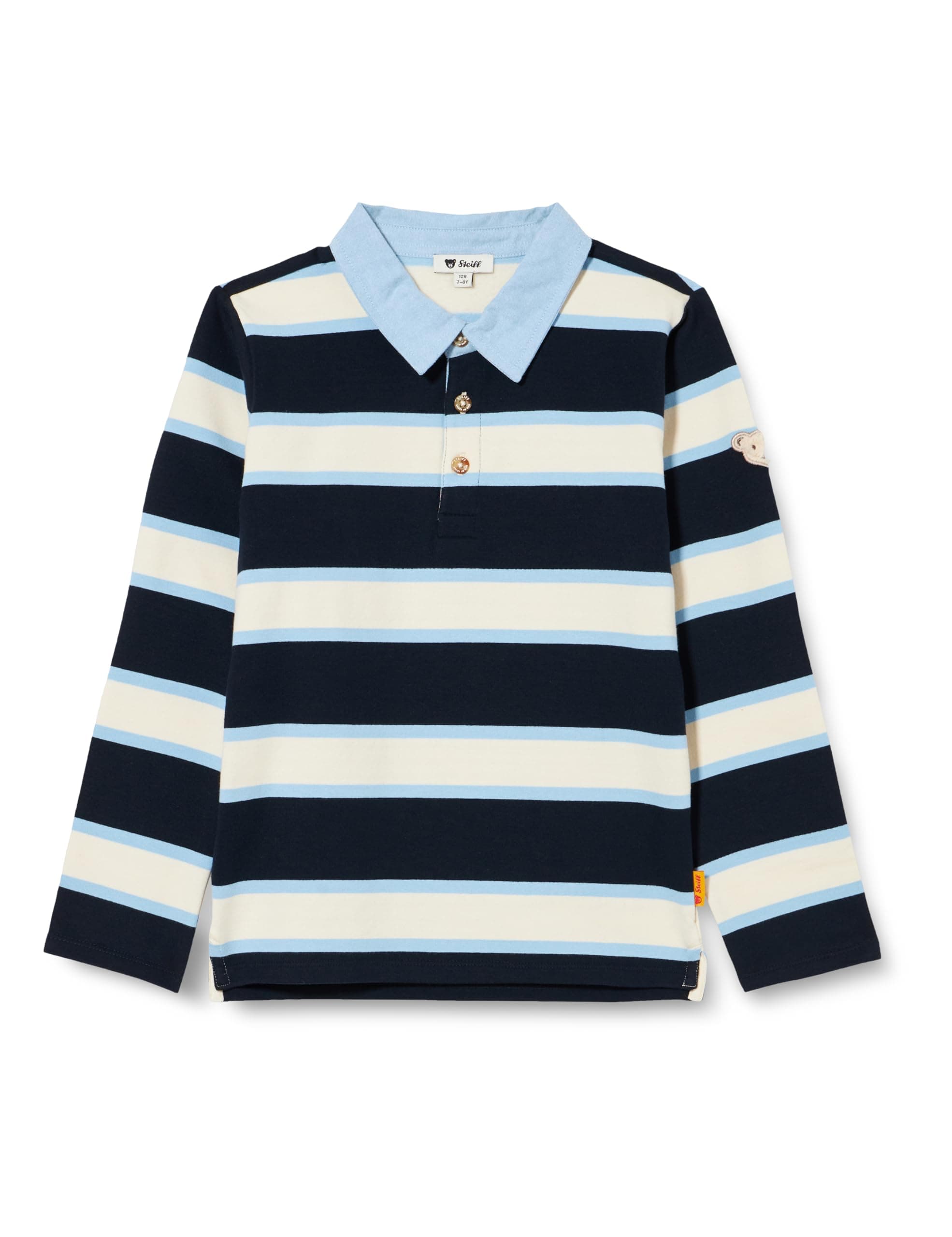 🌟 Steiff Jungen Poloshirt Langarm Polohemd 92 Eggnog 🐻