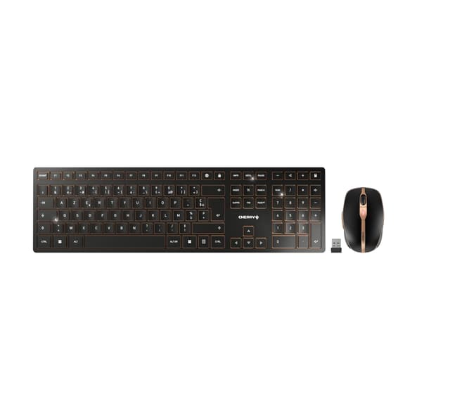 🍒 CHERRY DW 9100 SLIM: Kabelloses Tastatur- und Maus-Set in Schwarz-Bronze