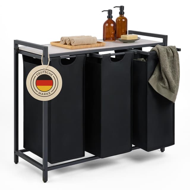 Blumtal Wäschesammler 3 Fächer Schwarz 🧺🖤