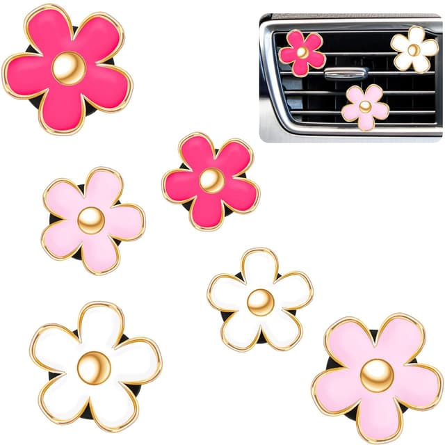 🌸 6 Stück Gänseblümchen Blume Auto Lufterfrischer Clip - Auto Innenzubehör