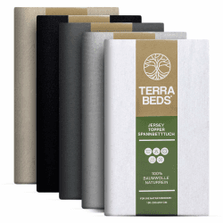 Terra Beds Premium Topper Spannbettlaken 180x200 cm - 200x200cm 160g/m2-100% Hochwertiges Oeko-TEX Baumwoll Jersey Spannbetttuch 🌟 Angebot bei HelloDeals