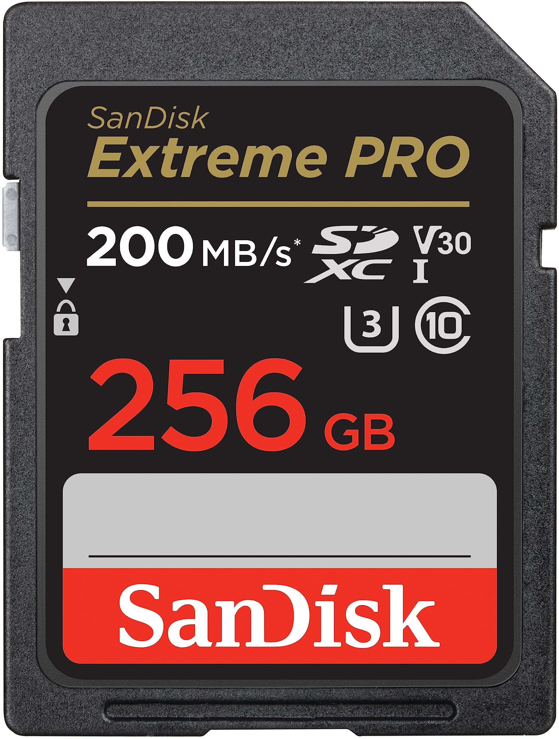🔥 SanDisk Extreme PRO SDXC UHS-I Speicherkarte 256 GB (V30, Übertragungsgeschwindigkeit 200 MB/s, U3, 4K UHD Videos) 🎥📸