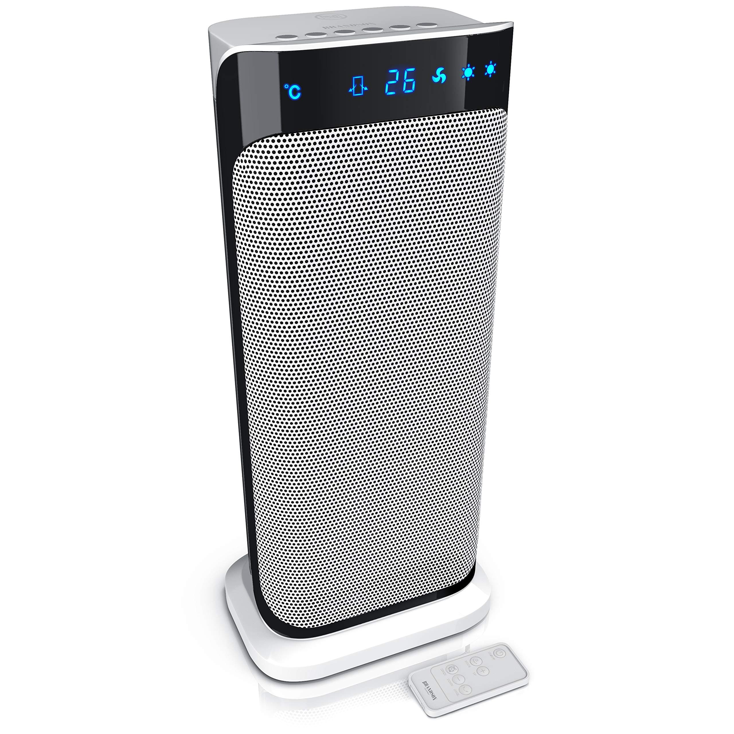 Brandson - Heizlüfter mit Fernbedienung 🌡️ - Preisträger - energiesparend leise Keramik-Heizlüfter Badezimmer - Oszillationsfunktion - Timer - Heizung Heater - GS zertifiziert A: Weiß Typ 1