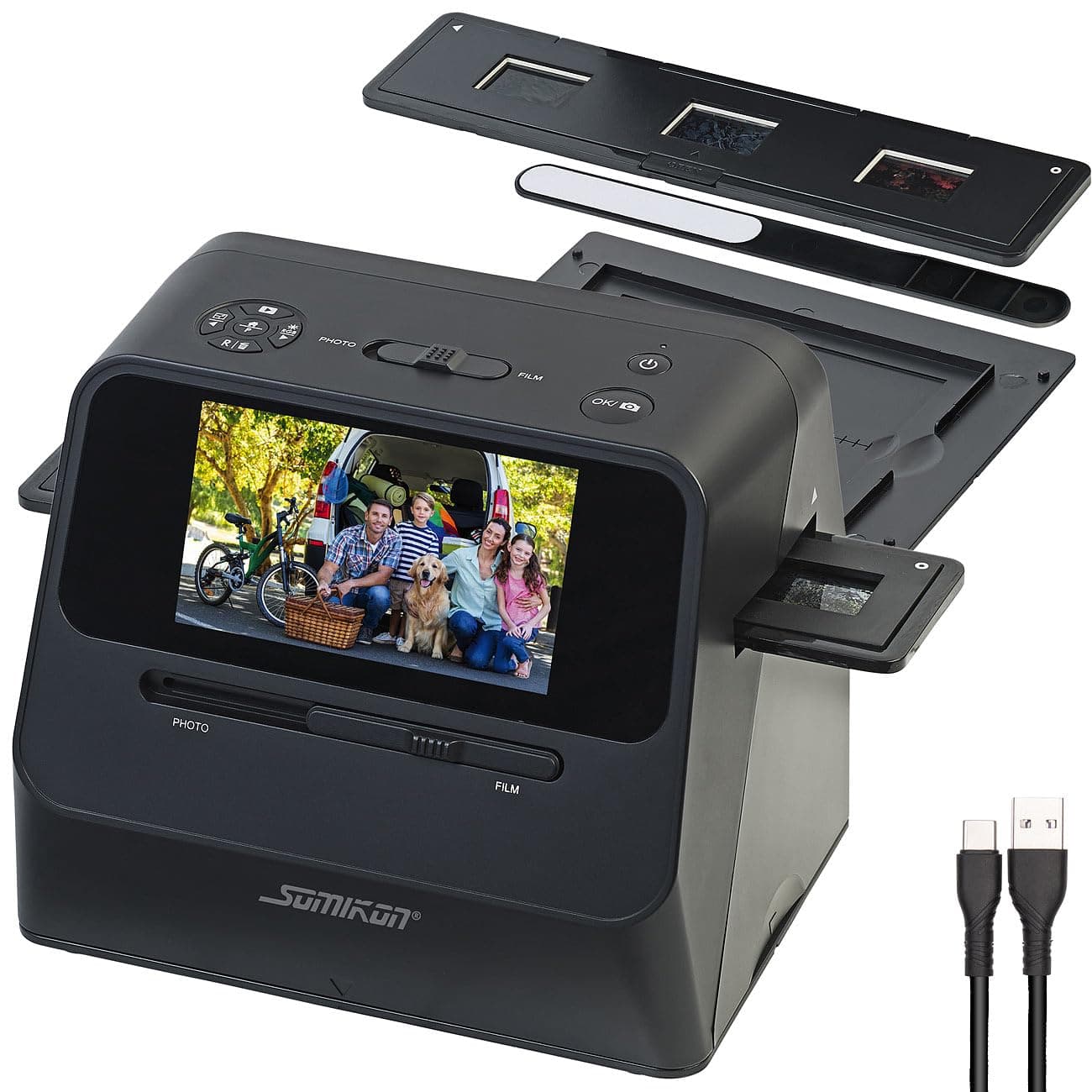 Somikon Fotoscanner: 3in1-Foto-, Dia- & Negativscanner mit 22 MP und HDMI-Ausgang, Akku (Scanner, Bildscanner, Digitalisierung)