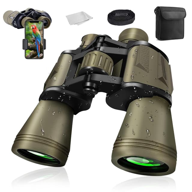 Leistungsstarkes Fernglas für Erwachsene 20x50 🌟 HD Nachtsicht Braun