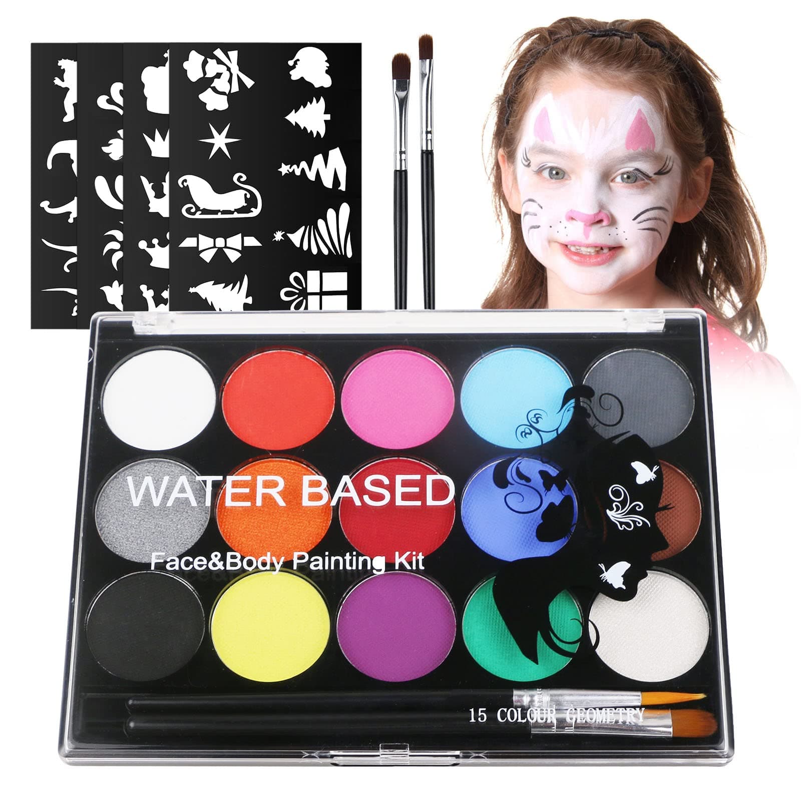 🎨 URAQT Kinderschminke Set: 15 Farben Schminkpalette für Halloween & Fasching!