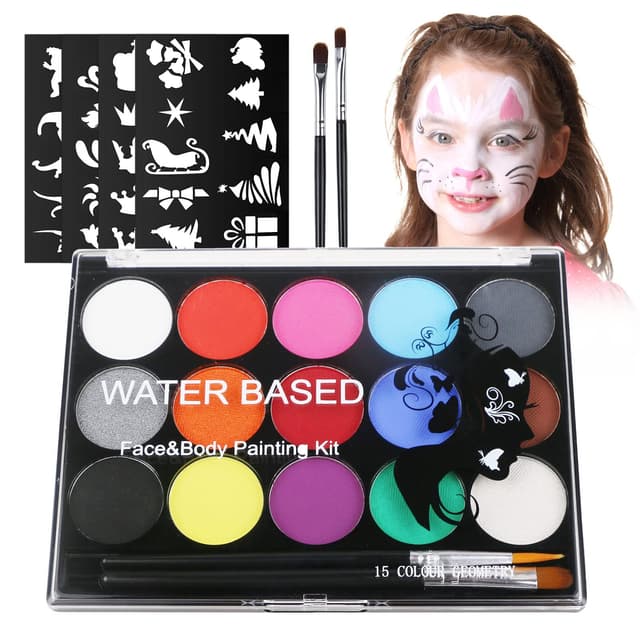 🎨 URAQT Kinderschminke Set: 15 Farben Schminkpalette für Halloween & Fasching!