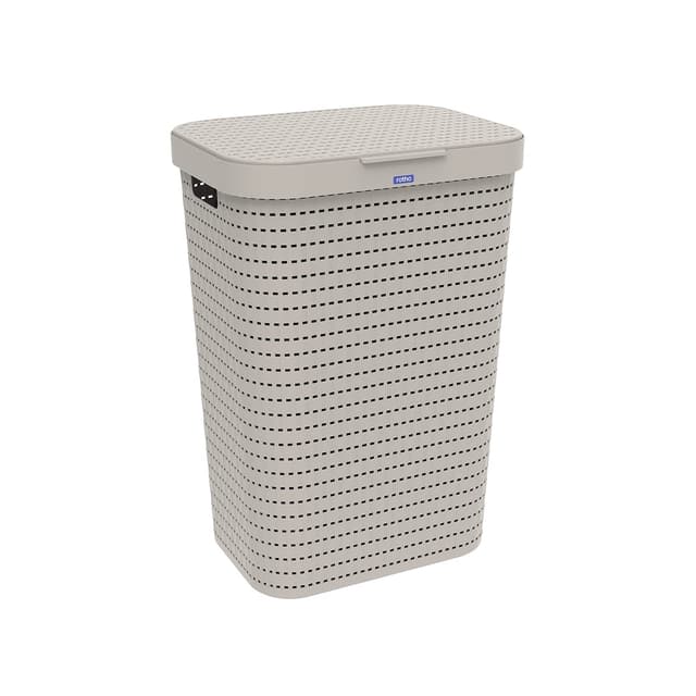 Rotho Country Wäschesammler 55l mit Deckel, Kunststoff (PP) BPA-frei, cappuccino 🧺