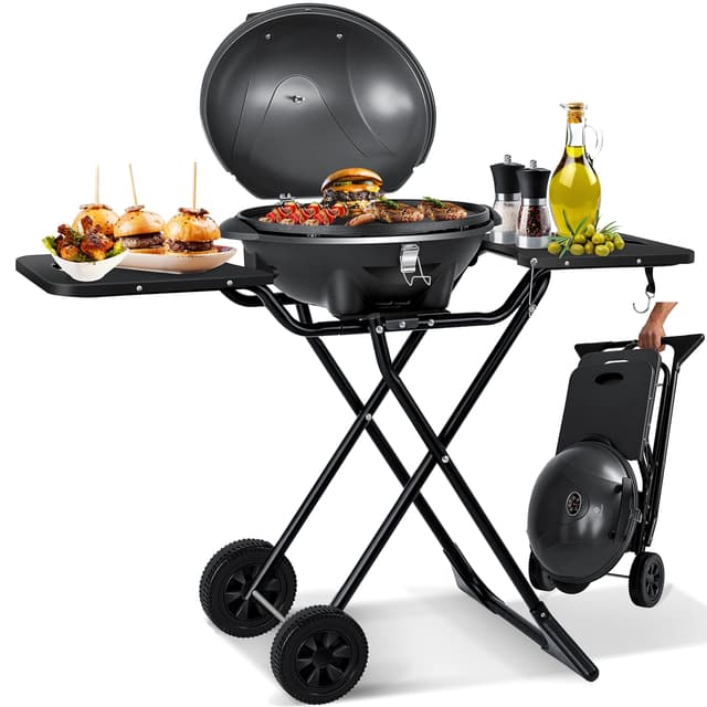 🔥 Angebot: KESSER® elektrischer Elektrogrill 2in1 Tischgrill - Standgrill mit Deckel und Standfuß 🔥