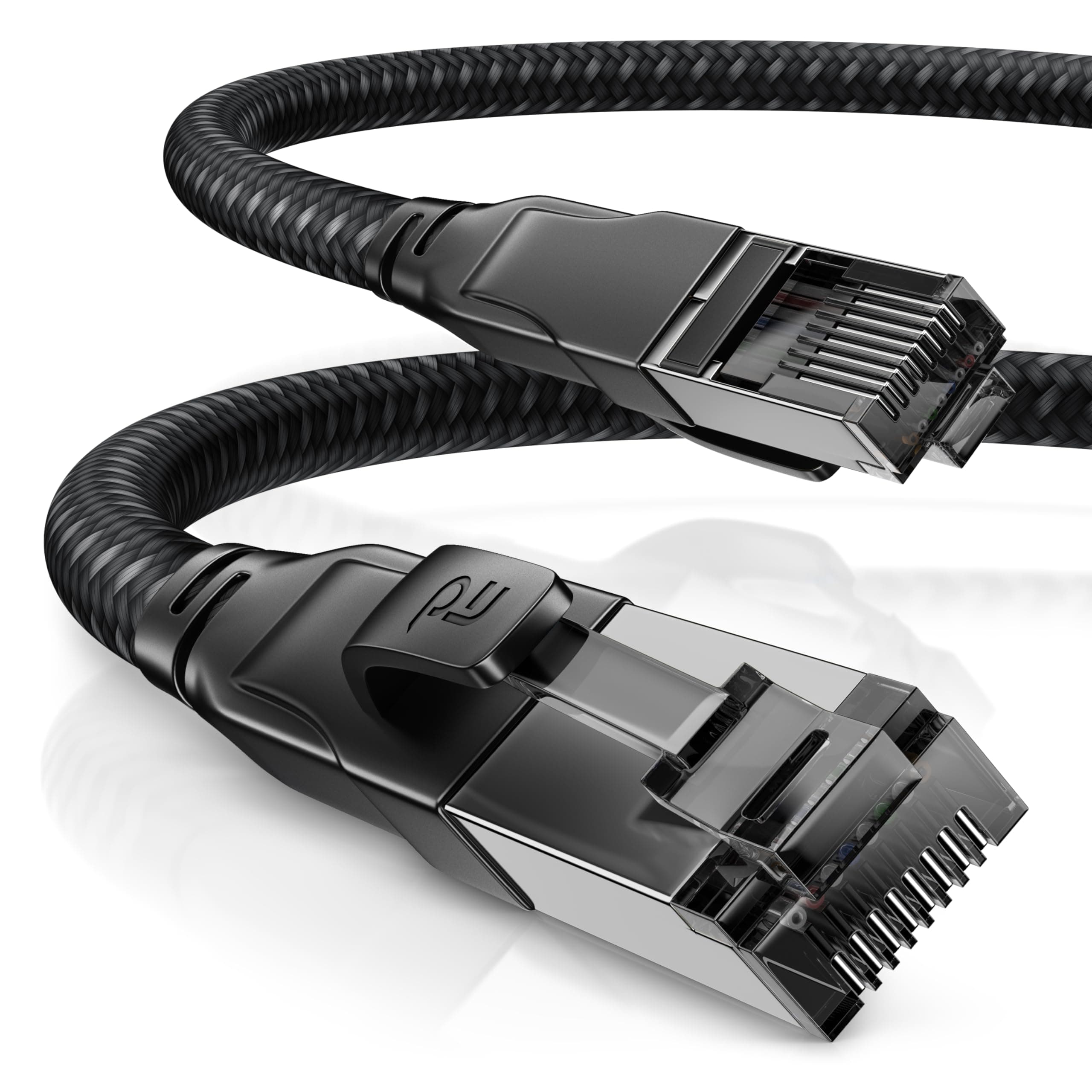 CSL CAT8.1 Netzwerkkabel 40 Gbits - 2m - Black Series - LAN Kabel Patchkabel RJ45