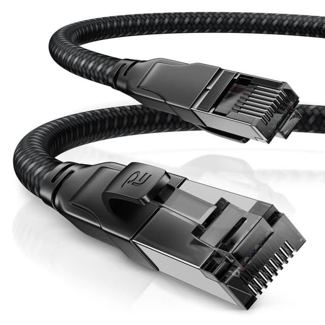 CSL CAT8.1 Netzwerkkabel 40 Gbits - 2m - Black Series - LAN Kabel Patchkabel RJ45