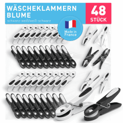 Culiclean Wäscheklammern ohne Abdruck stabil in Blume Design - 48x Wäscheklammer Schwarz Weiß Angebot bei HelloDeals