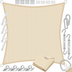 KESSER® Sonnensegel Sonnenschutz Windschutz | Quadrat 4x4m | Creme Angebot bei HelloDeals