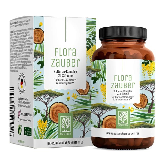 NATURTREU® Florazauber Kulturen Komplex - 23 Bakterienstämme, magensaftresistent & vegan 🌿