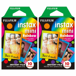 🌈 Fuji Instax Mini Regenbogenfarben Sofortbildfilm - 20 Stück Angebot bei HelloDeals