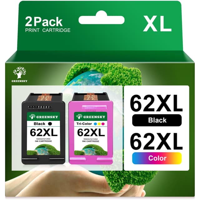 GREENSKY 62XL Kompatibel Ersatz für HP 62 Druckerpatronen 🖨️🌈