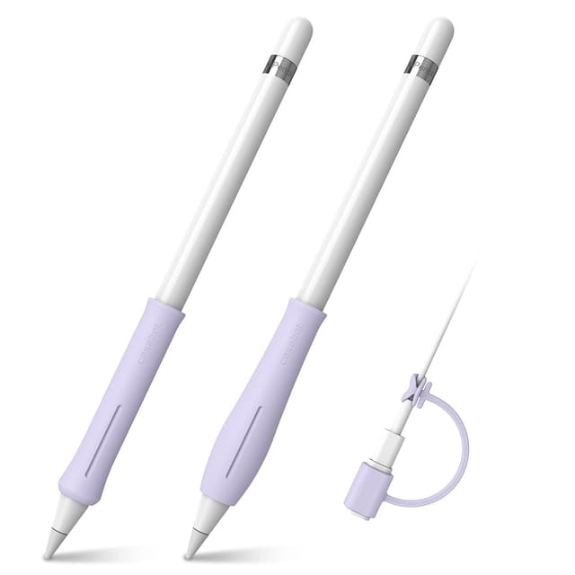 Fintie 2 Stück Silikon Griff Kompatibel mit Apple Pencil Pro/USB-C & Apple Pencil 1./ 2. Generation, Violett Pastellviolett 🎨📱