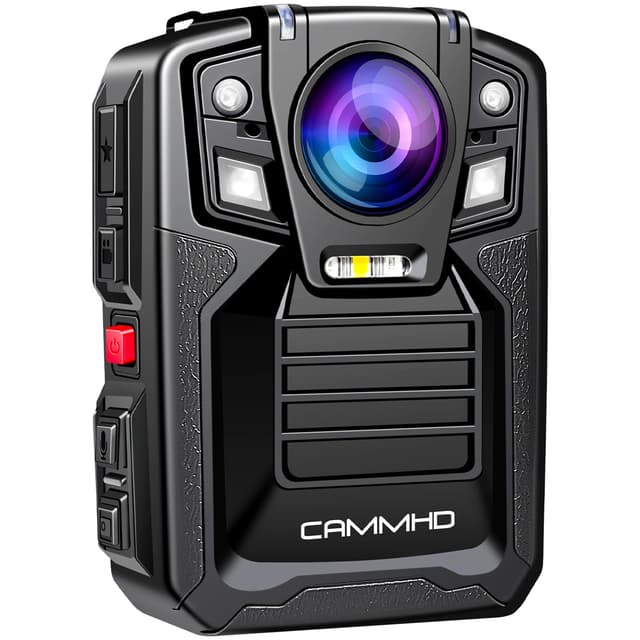 CAMMHD V8 Pro 128GB 2160P Body Cam 48MP wasserdicht Loop-Aufnahme 2 Batterien - Polizei Bodycam mit Nachtsicht