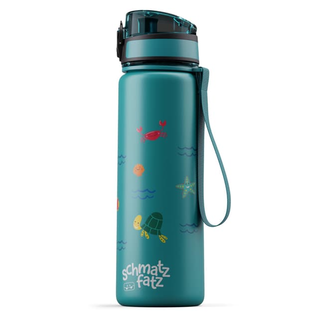 🌊🐢 Schmatzfatz Trinkflasche Kinder 500ml - BPA-frei, 1-Klick-Verschluss, Tritan 🌈