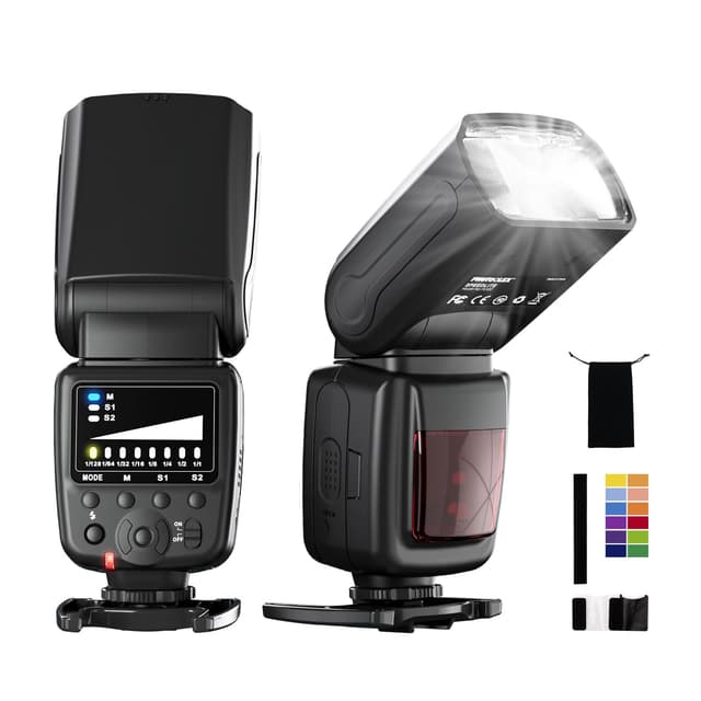 PHOTOOLEX Blitz Flash Speedlite für Canon Nikon Sony Panasonic Olympus Pentax Fujifilm Sigma Minolta und Andere SLR Digital SLR Film SLR Kameras und Digital Kameras mit Single-Kontakt Hot-Schuh FK300 📸💡
