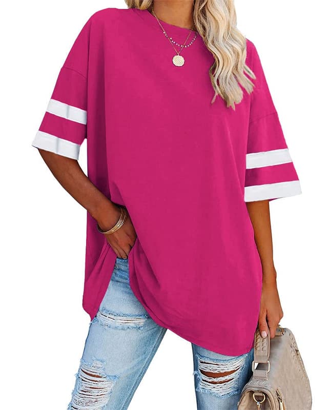 Ebifin Damen Oversize T-Shirt Rundhals Kurzärmeliges Tops Casual Lockere Basic Sommer Tee Shirts Bluse 🌹 XXL