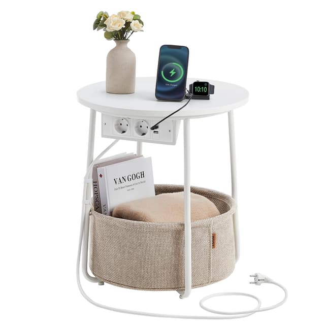 VASAGLE Beistelltisch rund mit Steckdose 🛋️🔌