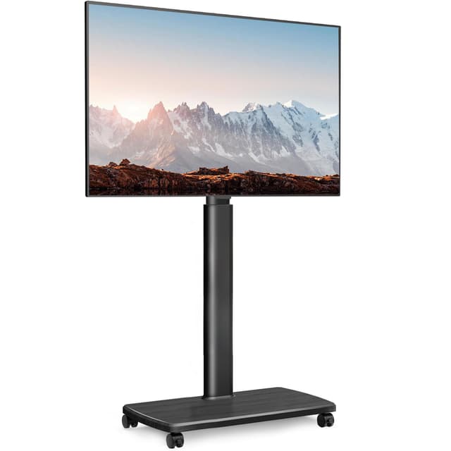 📺🌟 FITUEYES TV Bodenständer Rollbar mit Holzablage - TV Standfuß für 32-70 Zoll Fernseher 🎉