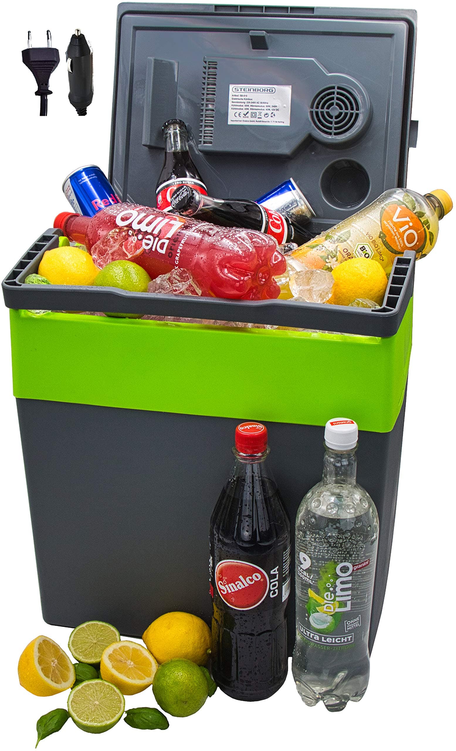 30 Liter 2in1 Kühlbox | Elektrische Kühlbox | Kühltasche | Isoliertasche | Thermobox | Warmhaltebox | Auto | Camping | Thermal Kühlbox Gora Grey/ Gilmo Green 🌞🏕️