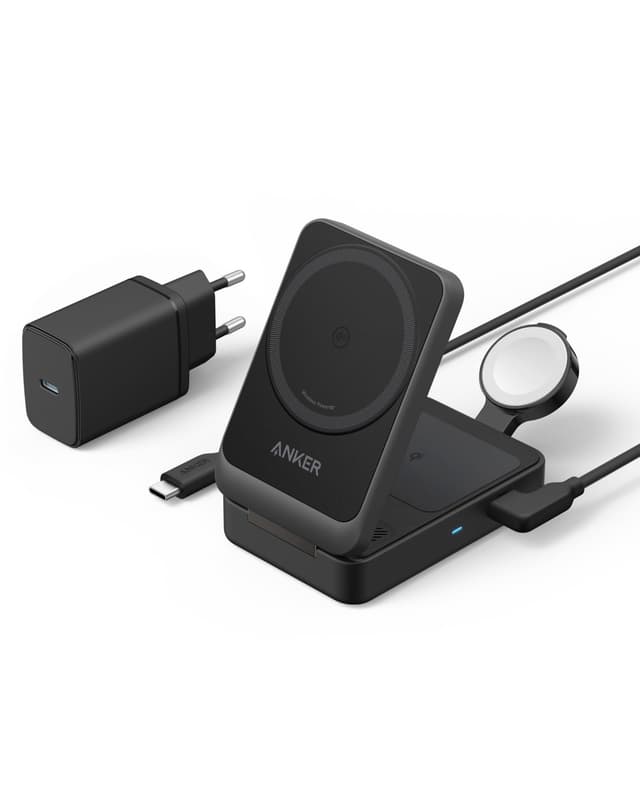 Anker MagGo 3-in-1 Ladestation Schwarz 📱⌚🎧