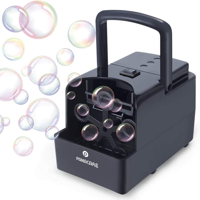 🎉 PANACARE Tragbare Automatische Seifenblasenmaschine 🎈 1500+ Blasen/min 🎁 Kinder/Hochzeit/Geburtstag/Weihnachten Party (Schwarz)