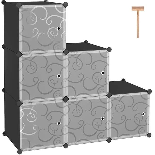 🌟 C&AHOME Würfelförmiges Aufbewahrungsregal mit Türen, 6-Würfel-Regalbretter, Schrankschrank 🌟