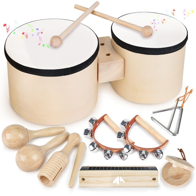 🎵 Kinder Musikinstrumente Set - Holzspielzeug ab 3 Jahre 🥁🎶