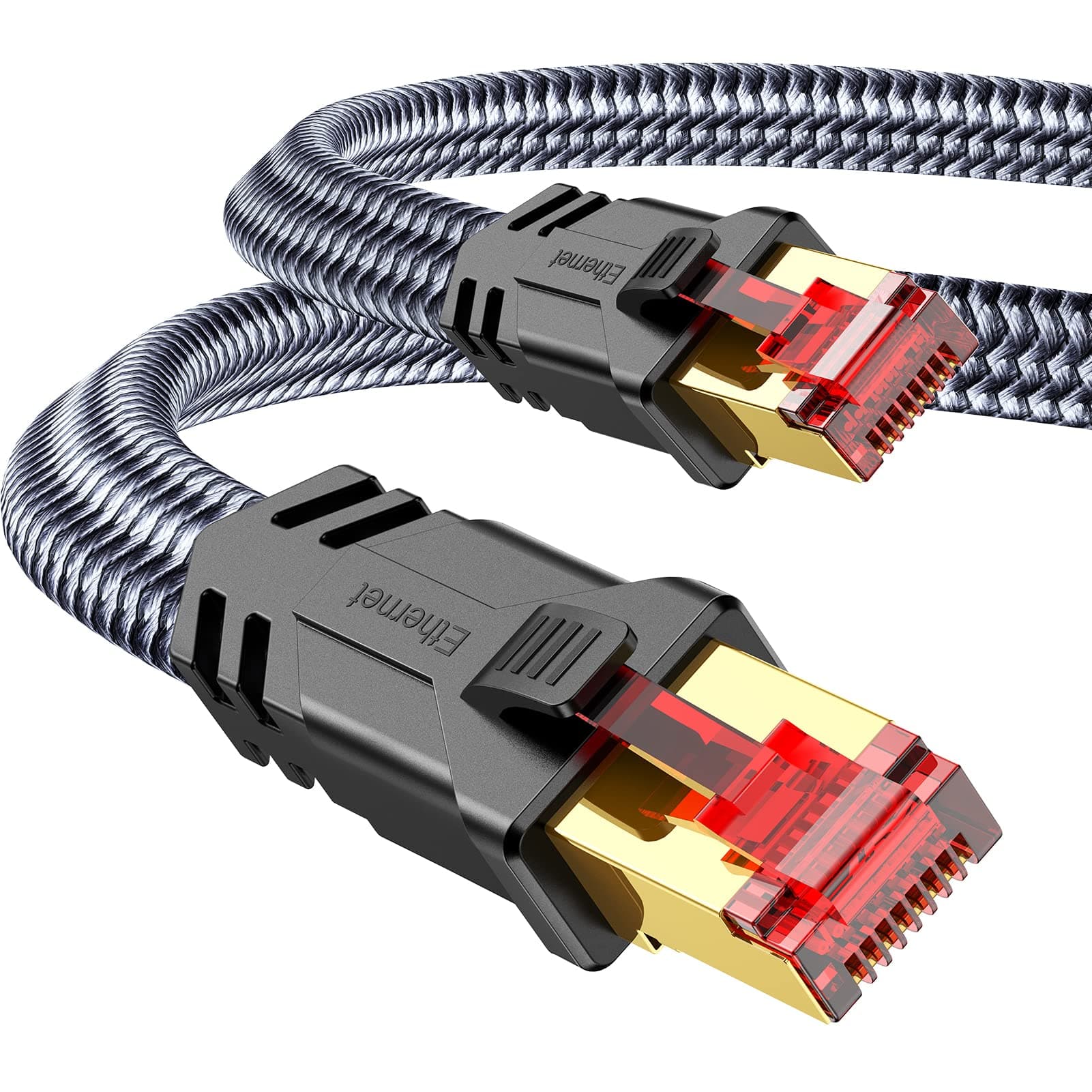 Snowkids Cat 8 LAN Kabel 5m 🚀 40Gbps Netzwerkkabel Ethernet Kabel 2000MHz S/FTP RJ45 Gigabit Nylon Patchkabel