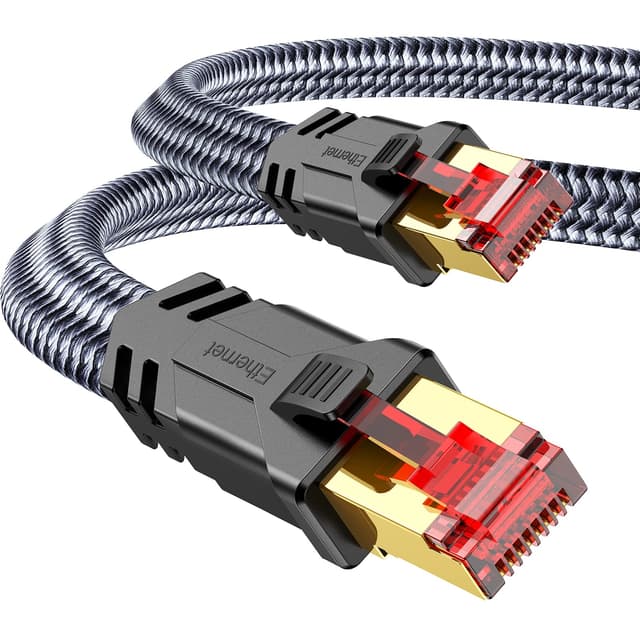 Snowkids Cat 8 LAN Kabel 5m 🚀 40Gbps Netzwerkkabel Ethernet Kabel 2000MHz S/FTP RJ45 Gigabit Nylon Patchkabel