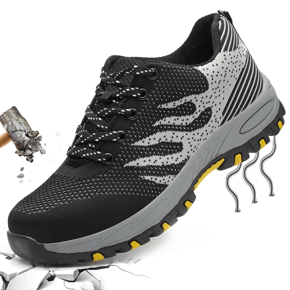Sicherheitsschuhe Arbeitsschuhe Herren Damen mit Stahlkappe Grau 👟🔒