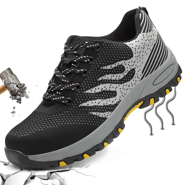 Sicherheitsschuhe Arbeitsschuhe Herren Damen mit Stahlkappe Grau 👟🔒