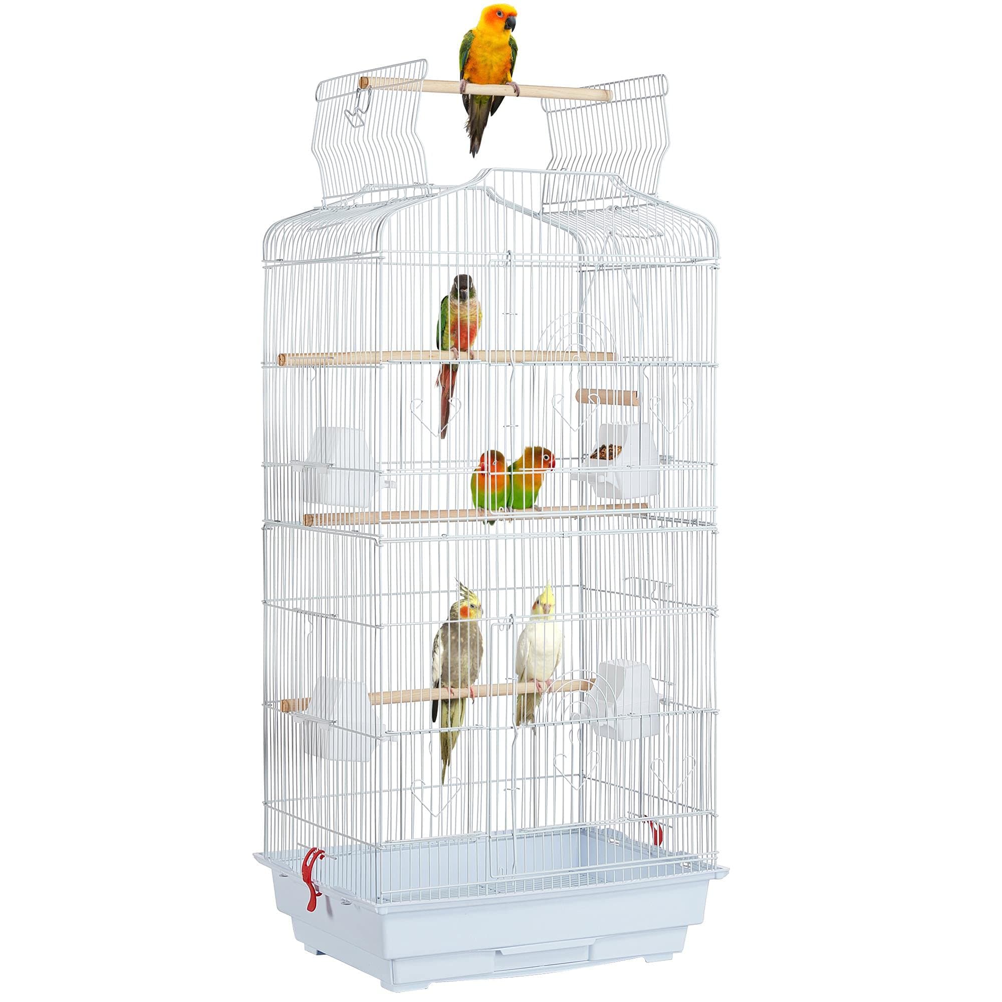 Yaheetech Vogelkäfig Vogelvoliere Tierkäfig Vogelhaus für Papagei Wellensittich 46 x 35.5 x 104.5cm Weiß 🐦🏡