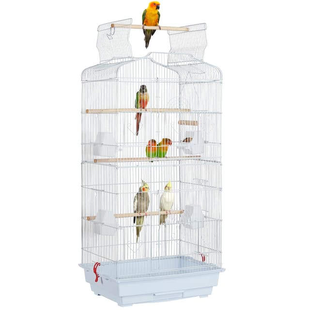 Yaheetech Vogelkäfig Vogelvoliere Tierkäfig Vogelhaus für Papagei Wellensittich 46 x 35.5 x 104.5cm Weiß 🐦🏡