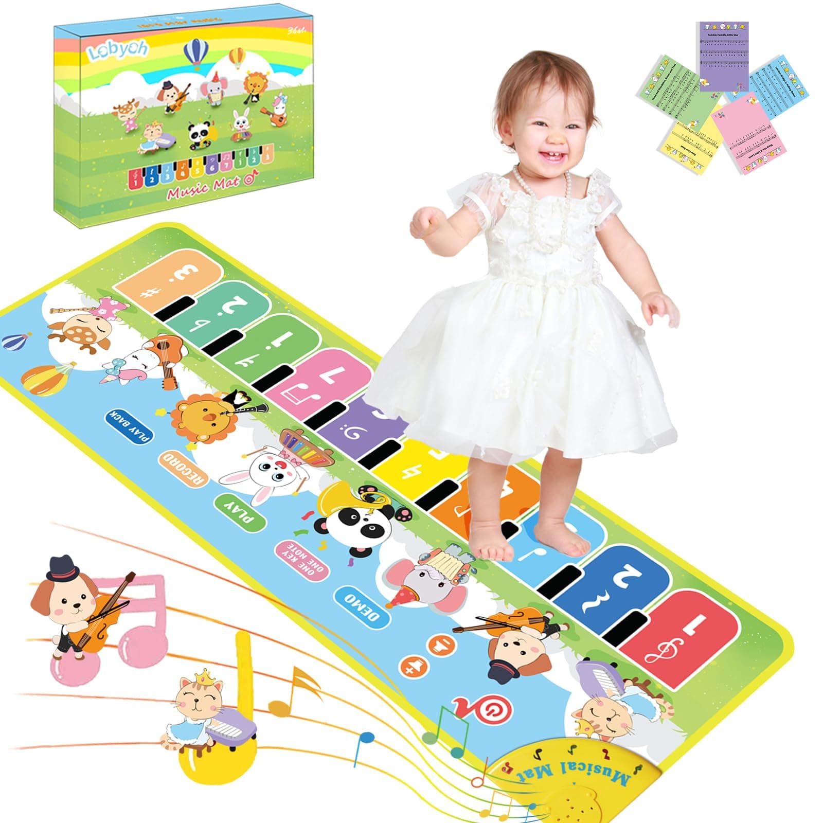 🎶 Lobyoh Baby Musikmatte Klaviermatte mit 8 Musikinstrumente | Spielzeug Geschenk für Kleinkinder 🎁