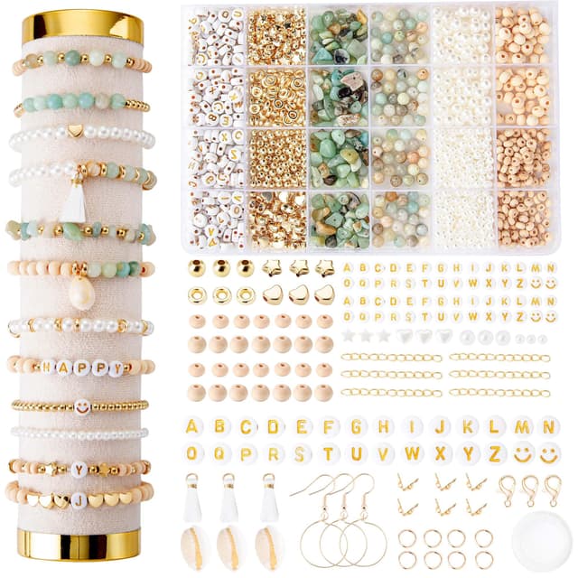 🌟 Leuyuee Natürliche Amazonit Perlen für Armbänder - DIY Perlenset 📿